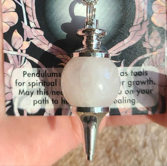 ROSE QUARTZ Crystal Pendant Pendulum Chakra Love Stone 30" Chain Silver Necklace - Picture 4 of 8